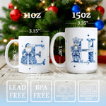 Toile de Jouy personnalisée Bonhomme de neige Père Noël Casse-noisette Tasse en céramique 11 oz 15 oz avec nom Cadeau de Noël pour les amis
