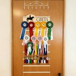 Personalised Horse Show Silhouette Ribbon Badge Holder with Text Equestrian Award Display Birthday Game Day Team Gift for Horse Rider Lover