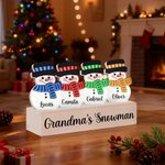Personalized Cute 1-10 Snowmen Decoration with Name and Wooden Base Home Decor Christmas Gift for Family