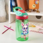 Personalized Cartoon Animals 16 oz Kid Water Bottle with Name and Silicone Straw Back to School Birthday Gift for Boys Girls