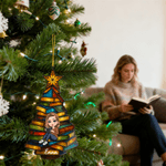 Personlig tegneserie lesende karakter juletre akryl ornament med navn Holiday Decor julegave til kvinner bokelskere