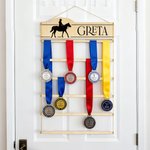 Personalised Horse Show Silhouette Ribbon Badge Holder with Text Equestrian Award Display Birthday Game Day Team Gift for Horse Rider Lover