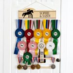 Personalised Horse Show Silhouette Ribbon Badge Holder with Text Equestrian Award Display Birthday Game Day Team Gift for Horse Rider Lover