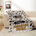 Gepersonaliseerde huisdier foto pootafdruk zachte deken met naam en tekst Home Decor Verjaardag Huisdier Herdenkingscadeau voor Huisdiereigenaar Lover Family Friend