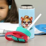 Gepersonaliseerde Leuke Dieren 12 oz Geïsoleerde Kid Waterfles met Naam en Rietje Terug naar School Verjaardagscadeau voor Jongens Meisjes