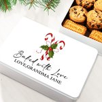 Personlig julgodis Cane Food Grade Metal Biscuit Tin Box med texter julklapp för familj barn