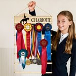 Personalised Horse Show Silhouette Ribbon Badge Holder with Text Equestrian Award Display Birthday Game Day Team Gift for Horse Rider Lover