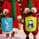 Personalizzato Cute Cartoon Snowman LED Light Bucket Bag con nome Holiday Storage Decor Regalo di Natale per bambini amici famiglia