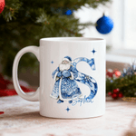 Toile de Jouy personnalisée Bonhomme de neige Père Noël Casse-noisette Tasse en céramique 11 oz 15 oz avec nom Cadeau de Noël pour les amis