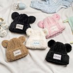 Chapeau de bonnet de fourrure à oreilles d'ours avec broderie du nom Cadeau de douche de bébé pour bébé et enfant en bas âge