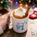 Toile de Jouy personnalisée Bonhomme de neige Père Noël Casse-noisette Tasse en céramique 11 oz 15 oz avec nom Cadeau de Noël pour les amis