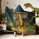 Personalized Fantasy Unicorn Dinosaur Initial Design Soft Hooded Blanket with Name Home Decor Birthday Gift for Kids Family