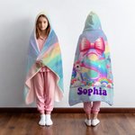 Gepersonaliseerde fantasie eenhoorn dinosaurus initiaal ontwerp zachte capuchon deken met naam Home Decor verjaardagscadeau voor kinderen familie