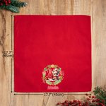 Tovagliolo rosso in cotone personalizzato, con ghirlanda, simpatico personaggio natalizio, iniziale e nome - Regalo di Natale per familiari e amici