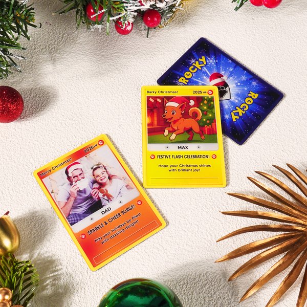 Personalized Funny Glitter Classic Photo Game Card with Protective Cover and Wooden Stand Birthday Anniversary Gift for Family Friends Pet Lovers