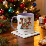 Tasse en céramique personnalisée Happy HoHoHo to You Christmas Santa Claus Initial Mug with Name Christmas Gift for Family Kids