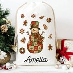 Personalizzato Patchwork Elemento Albero di Natale Babbo Natale Tela Coulisse Borsa regalo con nome Regalo di Natale per la famiglia Bambini