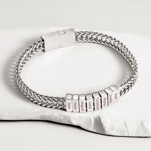 Pulsera personalizada en acero inoxidable con bloques de nombres de 1 a 12 grabados regalo de aniversario y cumpleaños para papá o abuelo