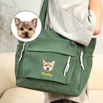 Personalisierte bestickte Haustier Avatar Cord Reißverschluss Schulter Tasche mit Namen Reisezubehör Geburtstag Weihnachtsgeschenk für Tierliebhaber Freunde