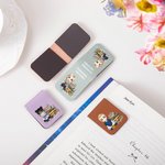 Marcapáginas magnético personalizado de cuero PU con diseño floral y personaje animado leyendo regalo de cumpleaños para amantes de la lectura