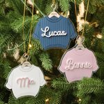 Personalised Chunky Knit Sweater Acrylic Ornament with Name and Birth Information Home Tree Decor Baby's 1st Christmas Gift for New Baby New Parent