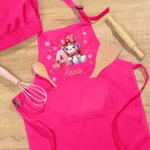 Personalisiertes Kinderschürze und Kochmütze Set im Weihnachten-Schneemann-Design mit Initiale und Namen Weihnachtsgeschenk für Kinder