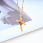 Personalizado I Love You Birthstone Cruz Collar Dainty Joyería Bautizo Oración Día Aniversario Regalo para Mujeres Cristianas