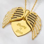 Gepersonaliseerde engel vleugels ketting met naam vrouwen zirkoon sieraden Valentijnsdag jubileum cadeau voor haar