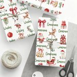 Personalized Santa Claus Elk Snowman Wrapping Paper with Name Christmas Favor Packing Gift for Kids Family Friends