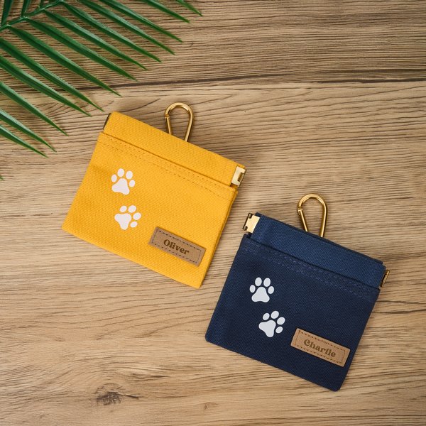 Personalized Multicolor Dog Paw Dog Treat Pouch with Name Outdoor Dog Walking Bag Holder Snack Reward Gift for Pet Lovers