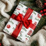 Personalized Santa Claus Elk Snowman Wrapping Paper with Name Christmas Favor Packing Gift for Kids Family Friends