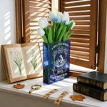 Personalized Retro Reading Girl Clear Acrylic Book Vase with Name Bookshelf Room Decor Birthday Gift for Friends Book Lovers