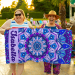 Mandala personalizzato in stile boemo Asciugamano da spiaggia ad asciugatura rapida con nome Essenziale da viaggio Festa in spiaggia Regalo di compleanno per donne uomini