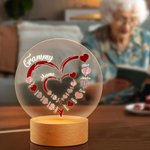 Personalizada Abuela Corazón con Familia Niños Nombres LED Luz de Noche con Base de Madera Navidad Día de la Madre Regalo para Mamá Abuela