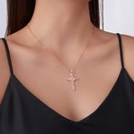 Personalizado I Love You Birthstone Cruz Collar Dainty Joyería Bautizo Oración Día Aniversario Regalo para Mujeres Cristianas