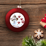 Personalized 1-14 Paw Prints Hearts Snowman Christmas Ball Ornament with Name and Text Christmas Decor Christmas Gift for Family Friends