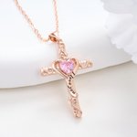 Personalizado I Love You Birthstone Cruz Collar Dainty Joyería Bautizo Oración Día Aniversario Regalo para Mujeres Cristianas
