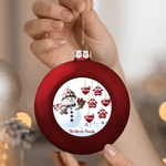 Personalized 1-14 Paw Prints Hearts Snowman Christmas Ball Ornament with Name and Text Christmas Decor Christmas Gift for Family Friends