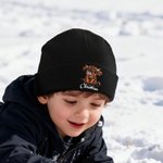 Chapeau bonnet tricoté personnalisé avec motif de vache Highland Nom brodé Accessoire d'hiver Cadeau d'anniversaire pour enfant amoureux de la vache Highland