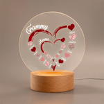 Personalizada Abuela Corazón con Familia Niños Nombres LED Luz de Noche con Base de Madera Navidad Día de la Madre Regalo para Mamá Abuela
