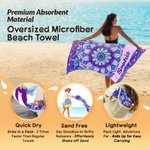 Mandala personalizzato in stile boemo Asciugamano da spiaggia ad asciugatura rapida con nome Essenziale da viaggio Festa in spiaggia Regalo di compleanno per donne uomini