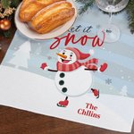 Personalized Ice Skating Snowman Kitchen Tea Towel with Text Kitchen Supplies Christmas Gift for Family Friends