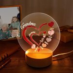 Personalizada Abuela Corazón con Familia Niños Nombres LED Luz de Noche con Base de Madera Navidad Día de la Madre Regalo para Mamá Abuela