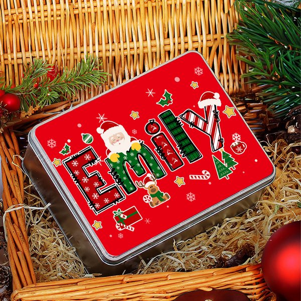 Personalized Santa Claus Elk Christmas Element Alphabet Treats Sweets Box with Name Christmas Gift for Family Kids