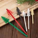 Bâton à cocktail personnalisé avec nom Lot de 5 bâtons à cocktail en forme d'arbre de Noël Cadeau de décoration de fête pour la famille et les amis