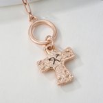 Personalised Hammer Pattern Cross Design Necklace with Initial Dainty Jewellery Baptism Prayer Day Religious Gift for Women Christians