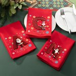 Spersonalizowany płatek śniegu 3D Cartoon Santa Claus Inicjał 100% bawełniana serwetka wielokrotnego użytku z imieniem Dekoracja stołu Świąteczny prezent dla rodziny 1