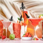 Personalized Christmas Tree Acrylic Cocktail Stick Drink Stirrer Set of 4 with Name Christmas Party Decor Gift for Family Friends