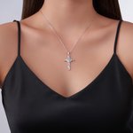 Personalizado I Love You Birthstone Cruz Collar Dainty Joyería Bautizo Oración Día Aniversario Regalo para Mujeres Cristianas