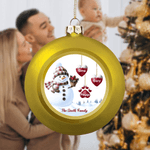 Personalized 1-14 Paw Prints Hearts Snowman Christmas Ball Ornament with Name and Text Christmas Decor Christmas Gift for Family Friends